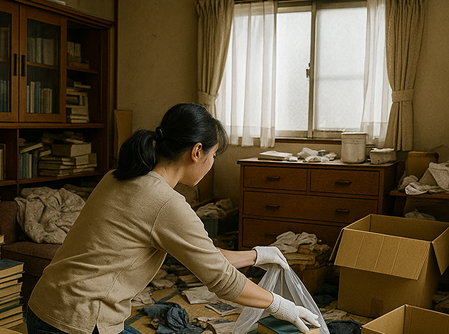 遺品を片付ける光景