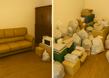 家財道具と不用品の状況例