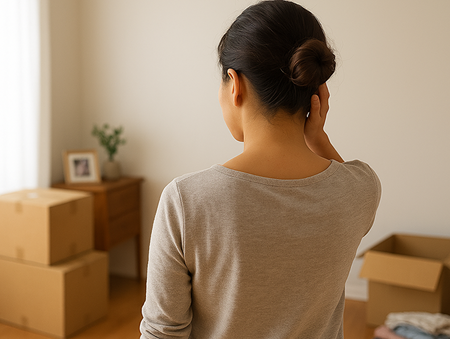 部屋の整理中に立ち止まる光景