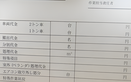 見積もりの項目