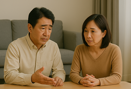 親のゴミ屋敷部屋を話す夫婦